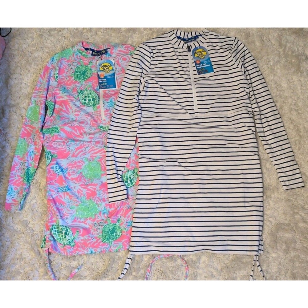 Banana Boat Women's Long Sleeve Swim Coverup Dress UPF 50+ Size Small $129.99